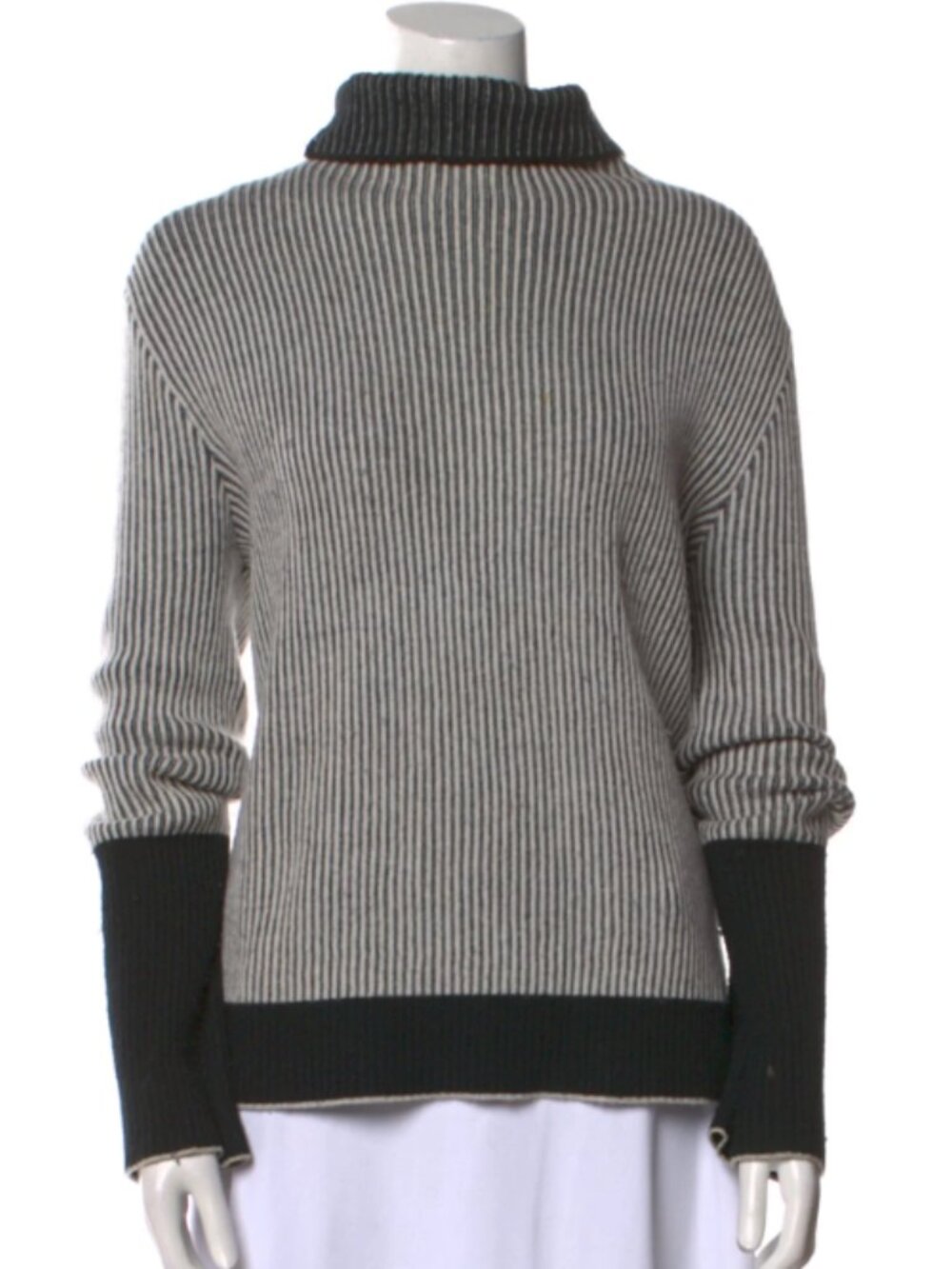 100% Cashmere Striped Turtleneck Sweater | La Ligne | Sz M